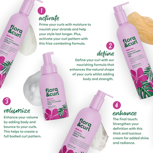 Styling routine for textured hair from Flora & Curl.